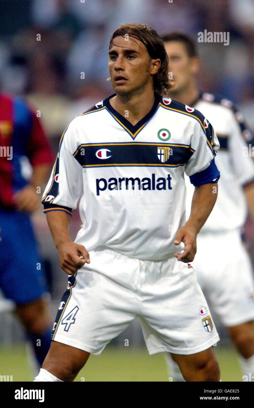 Parma captain Fabio Cannavaro in action against Barcelona Stock Photo