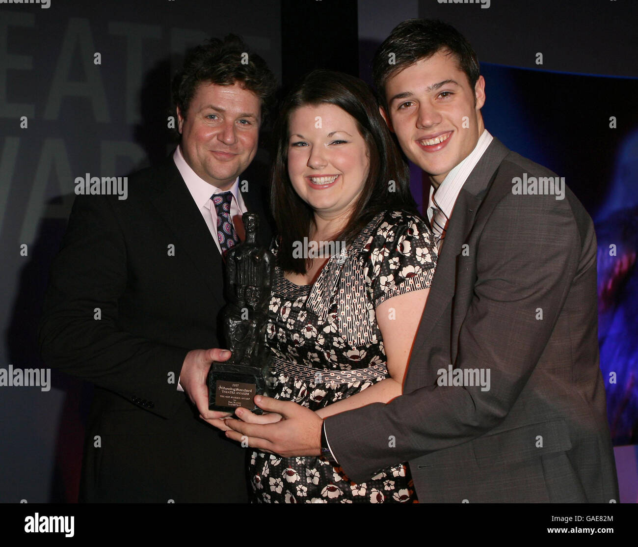 Michael Ball and members of the cast of Hairspray with their award for Best Musical at the