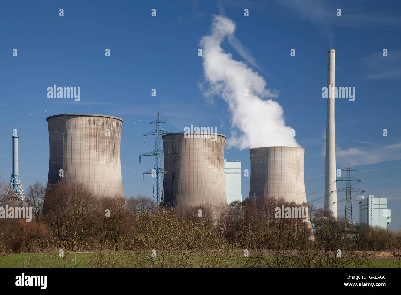 Combined cycle power plant, coal and natural gas, Gersteinwerk plant, RWE Power AG company, Werne-Stockum, Ruhrgebiet area Stock Photo
