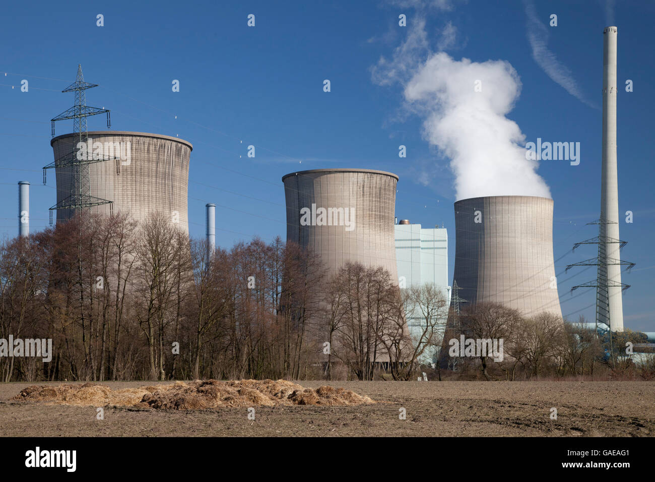 Combined cycle power plant, coal and natural gas, Gersteinwerk plant, RWE Power AG company, Werne-Stockum, Ruhrgebiet area Stock Photo