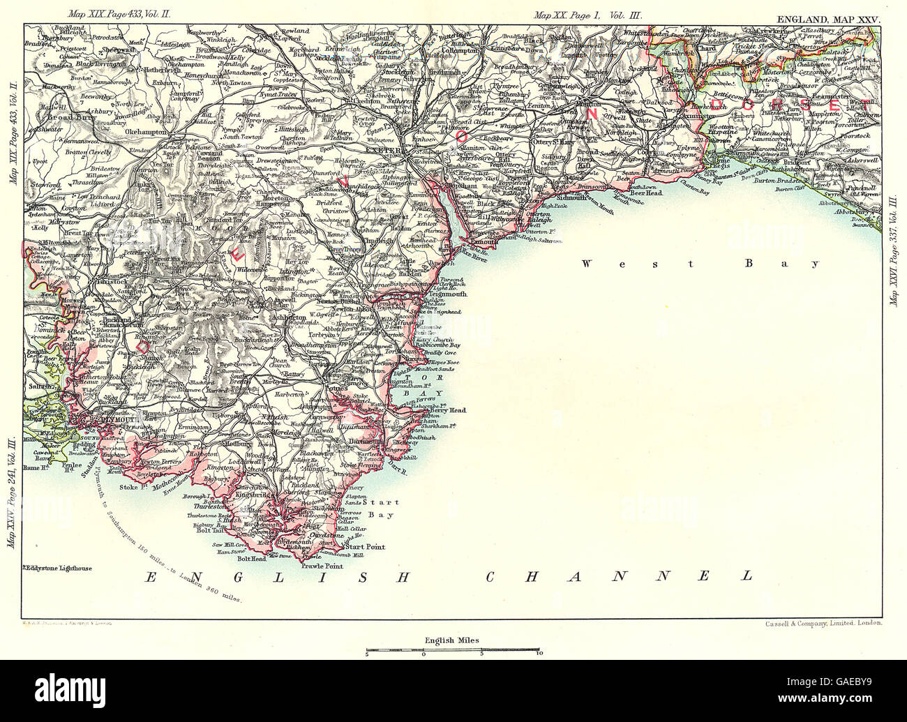 South Devon Coast Map South Devon Coast & Dartmoor: Salcombe Torbay Exeter Plymouth Dartmouth  1893 Map Stock Photo - Alamy