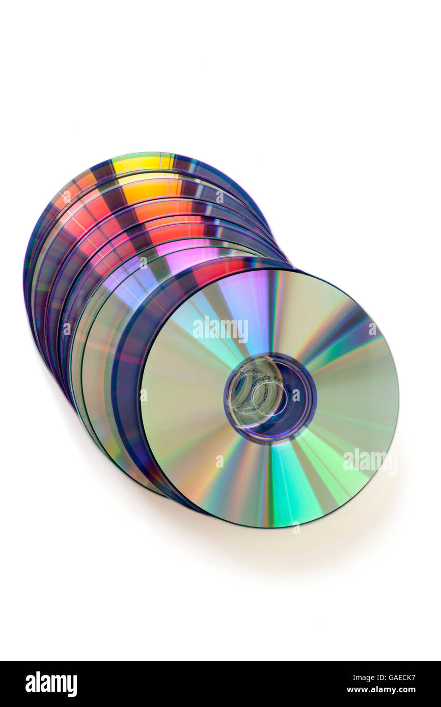 CD discs viewed from above Stock Photo