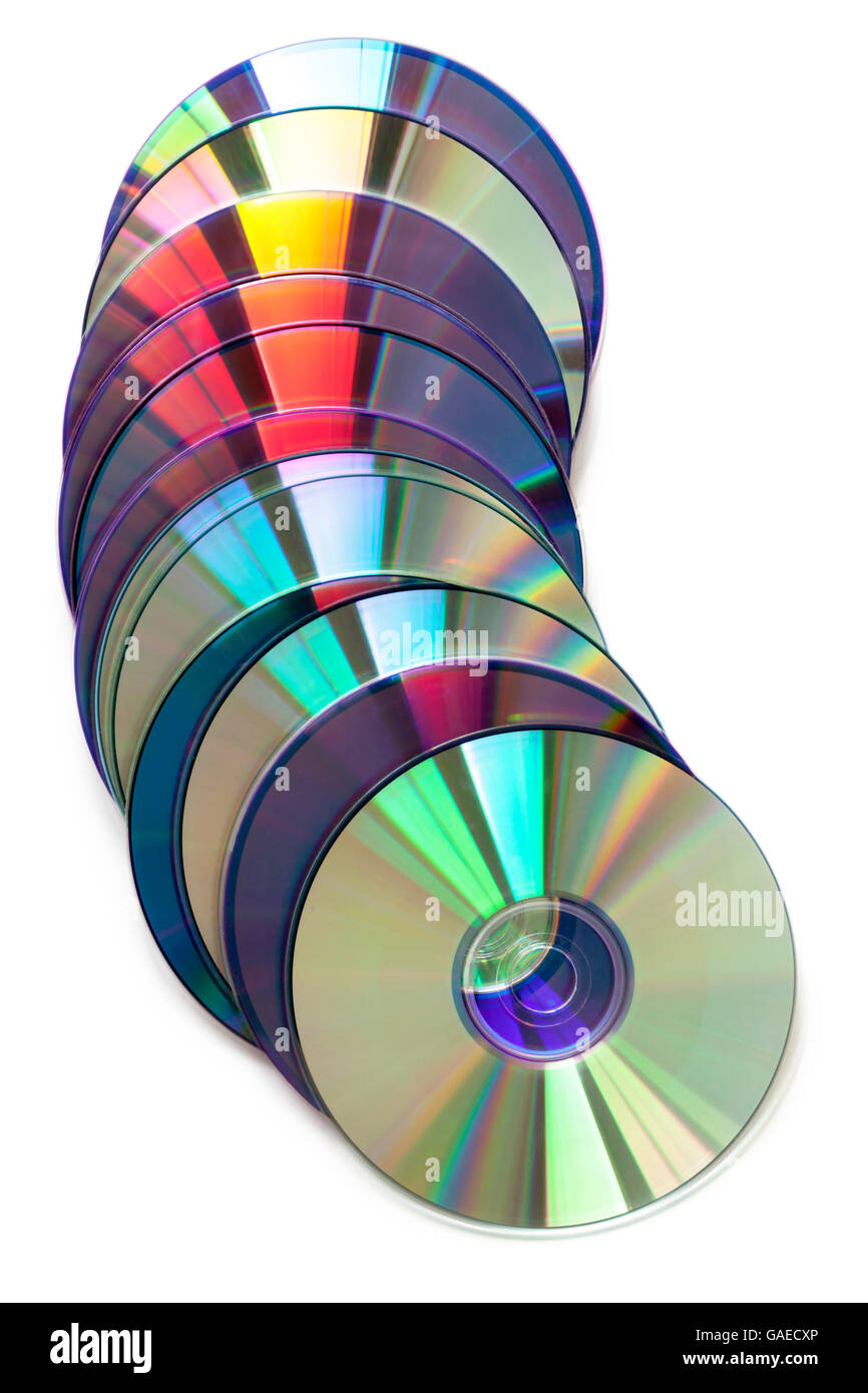 CD discs viewed from above Stock Photo