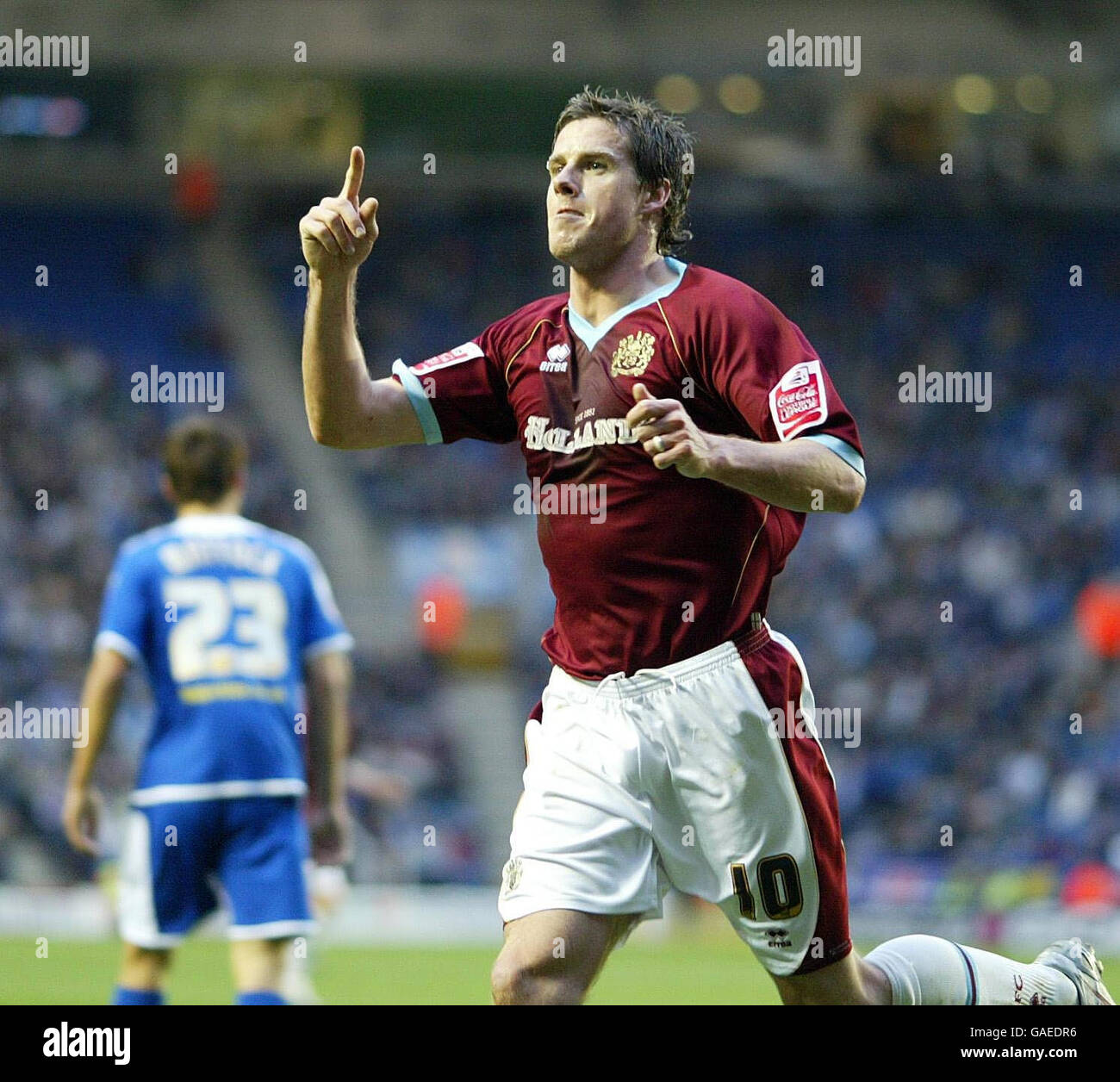 Soccer - Coca-Cola Football League Championship - Leicester City v Burnley - Walkers Stadium. Burnley's Andy Gray celebrates his goal during the Coca-Cola Football League Championship match at the Walkers Stadium, Leicester. Stock Photo