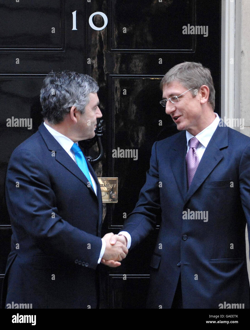 Gordon Brown meets Hungarian Prime Minister Stock Photo