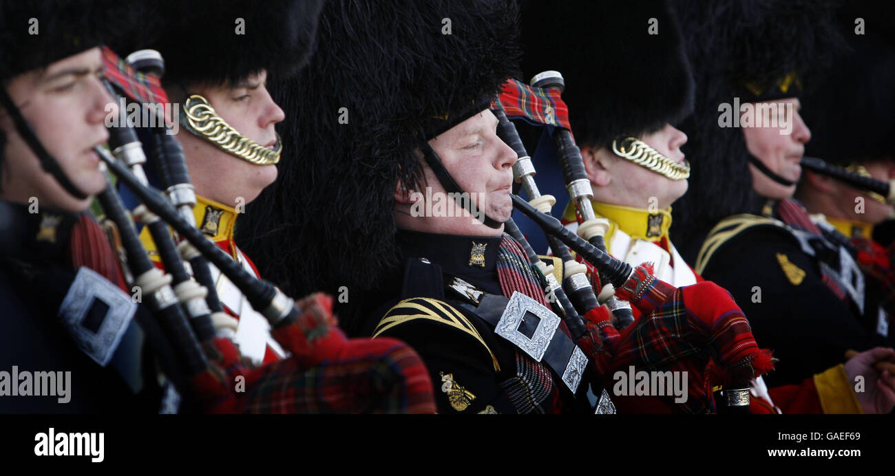 The Pipes and Drums of the Royal Scots Dragoon Guards at the launch of