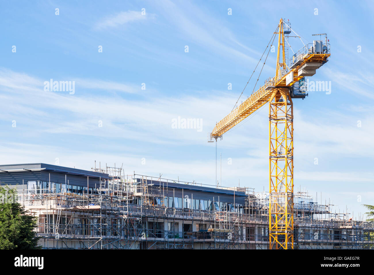 Construction site with tower crane, Nottinghamshire, England, UK Stock Photo