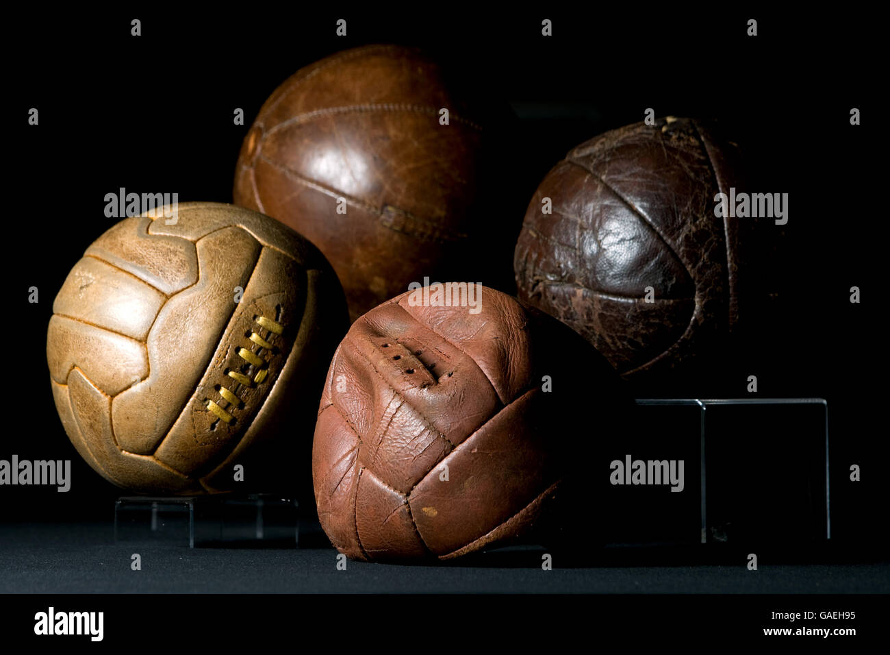Collection of footballs from 1870 2002 at the national football museum