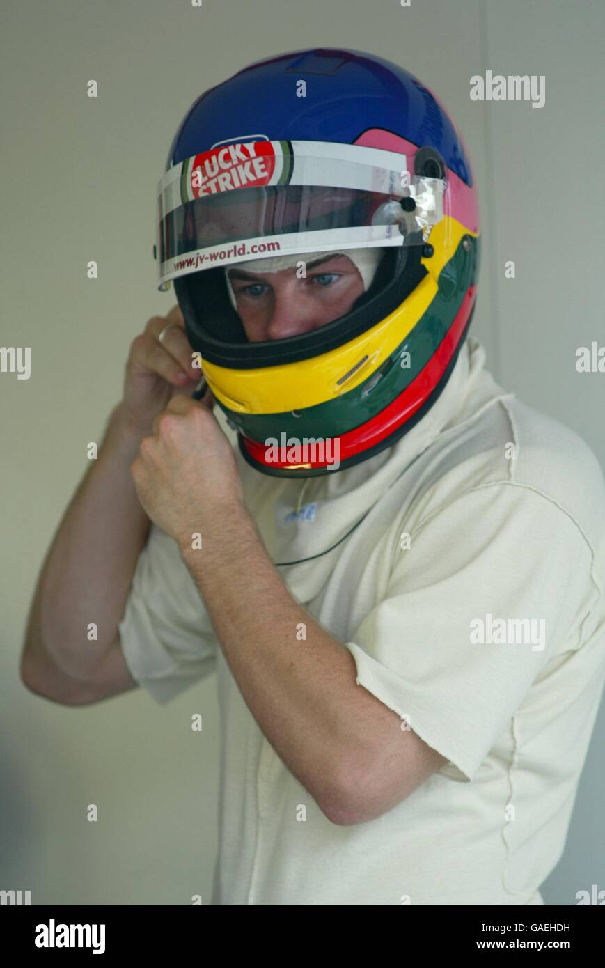 Formula One Motoracing - German Grand Prix - Qualifying. BAR's Jacques Villeneuve prepares for qualifying Stock Photo