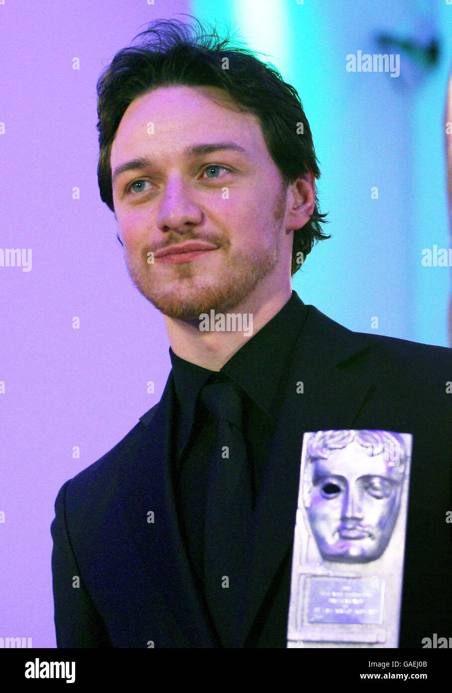 James McAvoy with his award for best actor at the BAFTA Scotland Awards held at the City Halls in Glasgow. Stock Photo