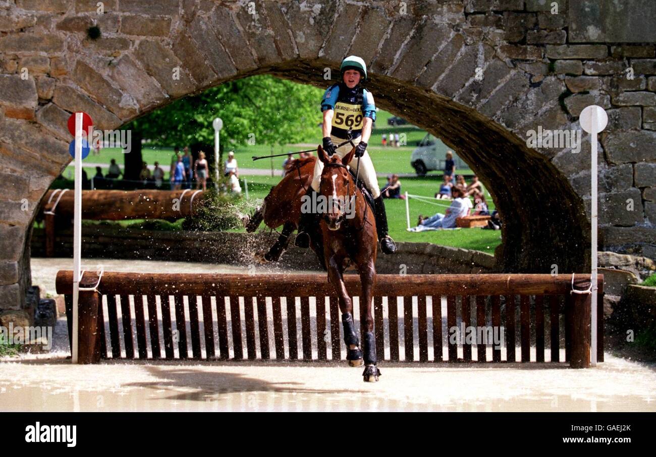 Equestrianism - Chatsworth Horse Trials. Selina Elliott takes a jump on Overton Sunrise Stock Photo