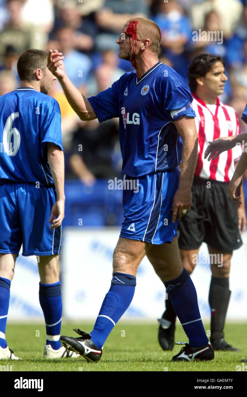 Former Leicester City player Matt Elliott working for LCFC TV before a pre- season friendly match at the MKM Stadium, Kingston upon Hull. Picture date:  Wednesday July 20, 2022 Stock Photo - Alamy