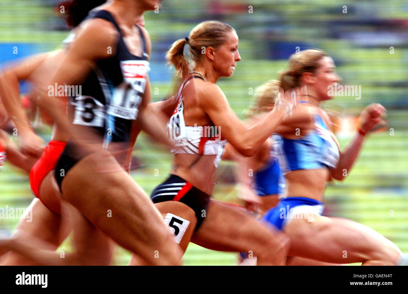 Athletics - European Athletics Championships - Munich 2002 - Womens 100m heats. Germany's Sina Schielke Stock Photo