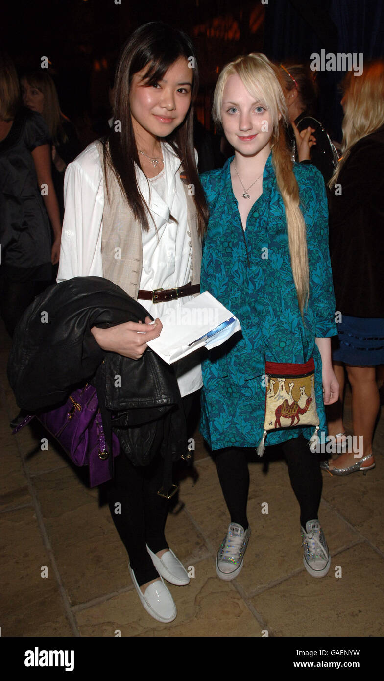 Evanna Lynch and Katie Leung at the Golden Compass World Premiere afterparty at the Tobacco Docks in London. Stock Photo