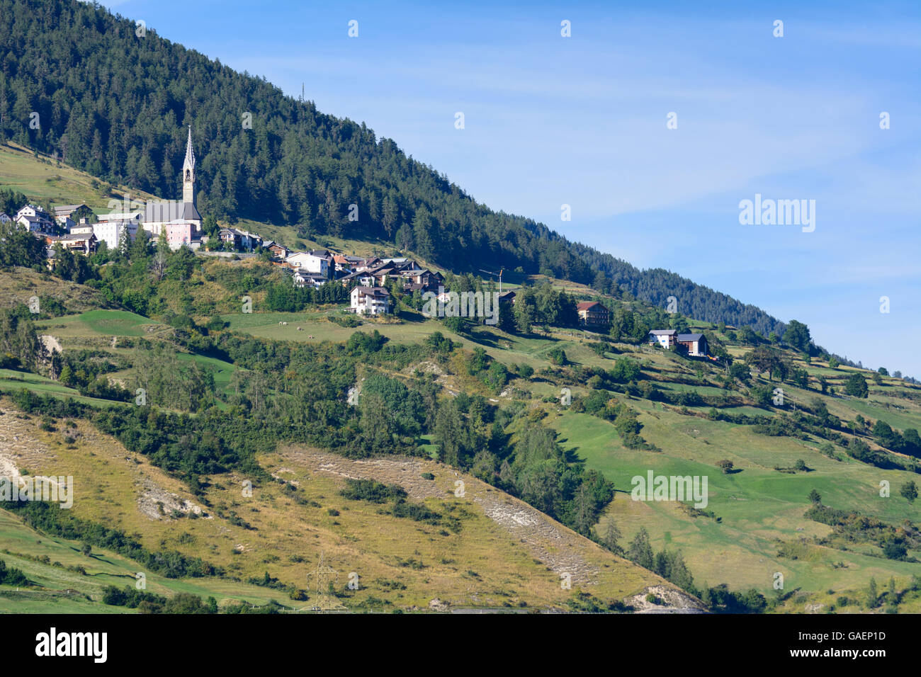 Sent view to Sent Switzerland Graubünden, Grisons Unterengadin, Lower Engadine Stock Photo