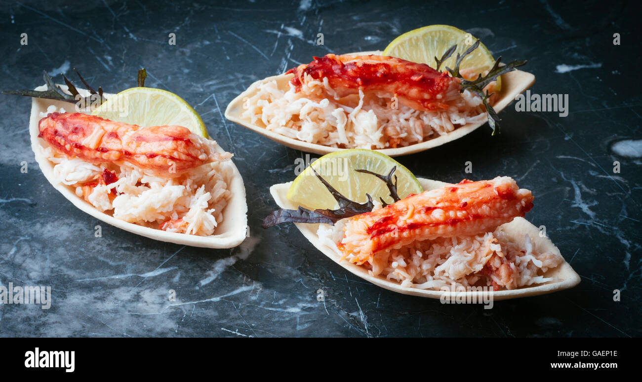 Elegant and delicious morsel of crab and ground for cocktail Stock Photo