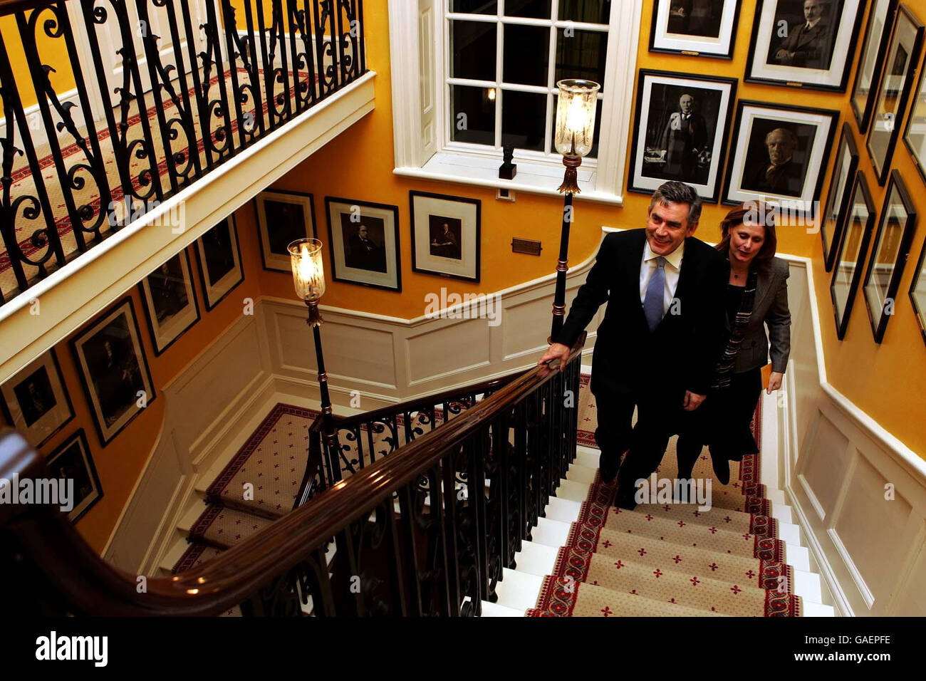 Britain's Prime Minister Gordon Brown and his wife Sarah at 10 Downing Street, London, where they held a reception for the Terrence Higgins Trust, London. Stock Photo