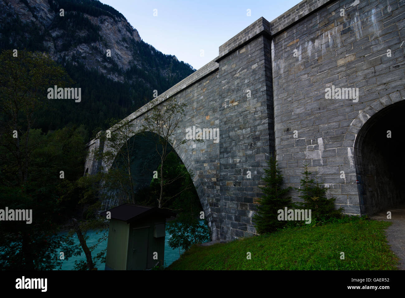 Pfunds bridge Kajetansbrücke over river Inn Austria Tirol, Tyrol Oberes Gericht Stock Photo