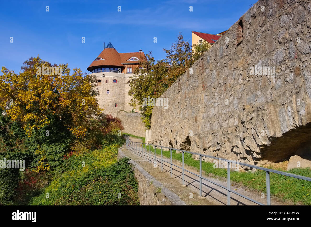 Bautzen Stadtmauer in der Oberlausitz - town wall in Bautzen, Upper Lusatia in Germany Stock Photo