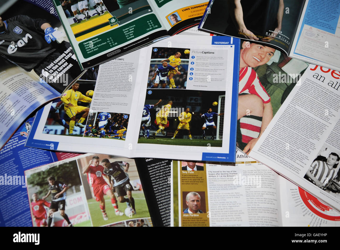 Soccer - Programs. A selection of football programs Stock Photo
