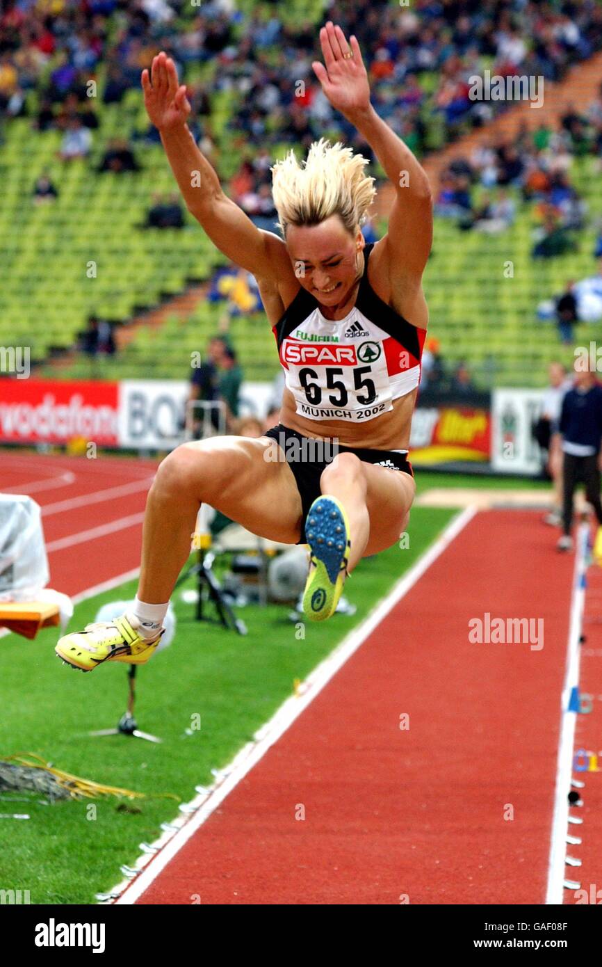 Germanys heike dreschsler in action during the long jump final hires