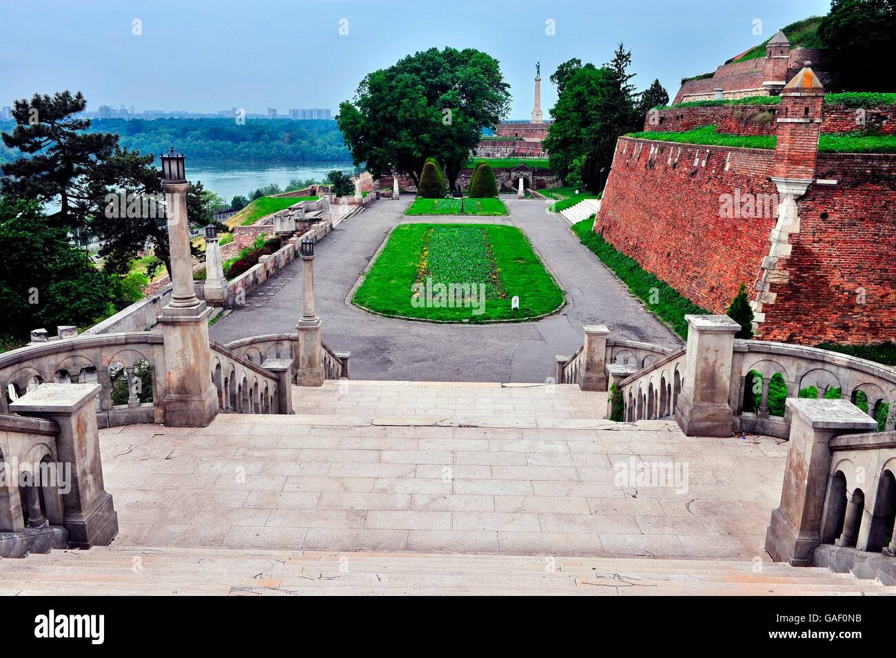 Summer view of Belgrade city park, Serbia Stock Photo