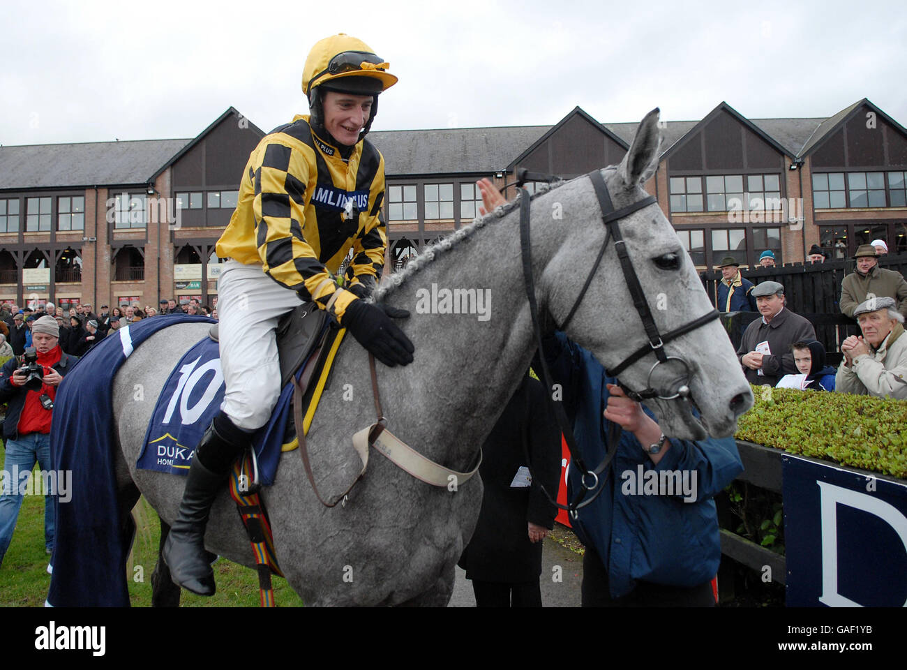 The Listener with Daryl Jacob up celebrates after winning the John Durkan Memorial Punchestown