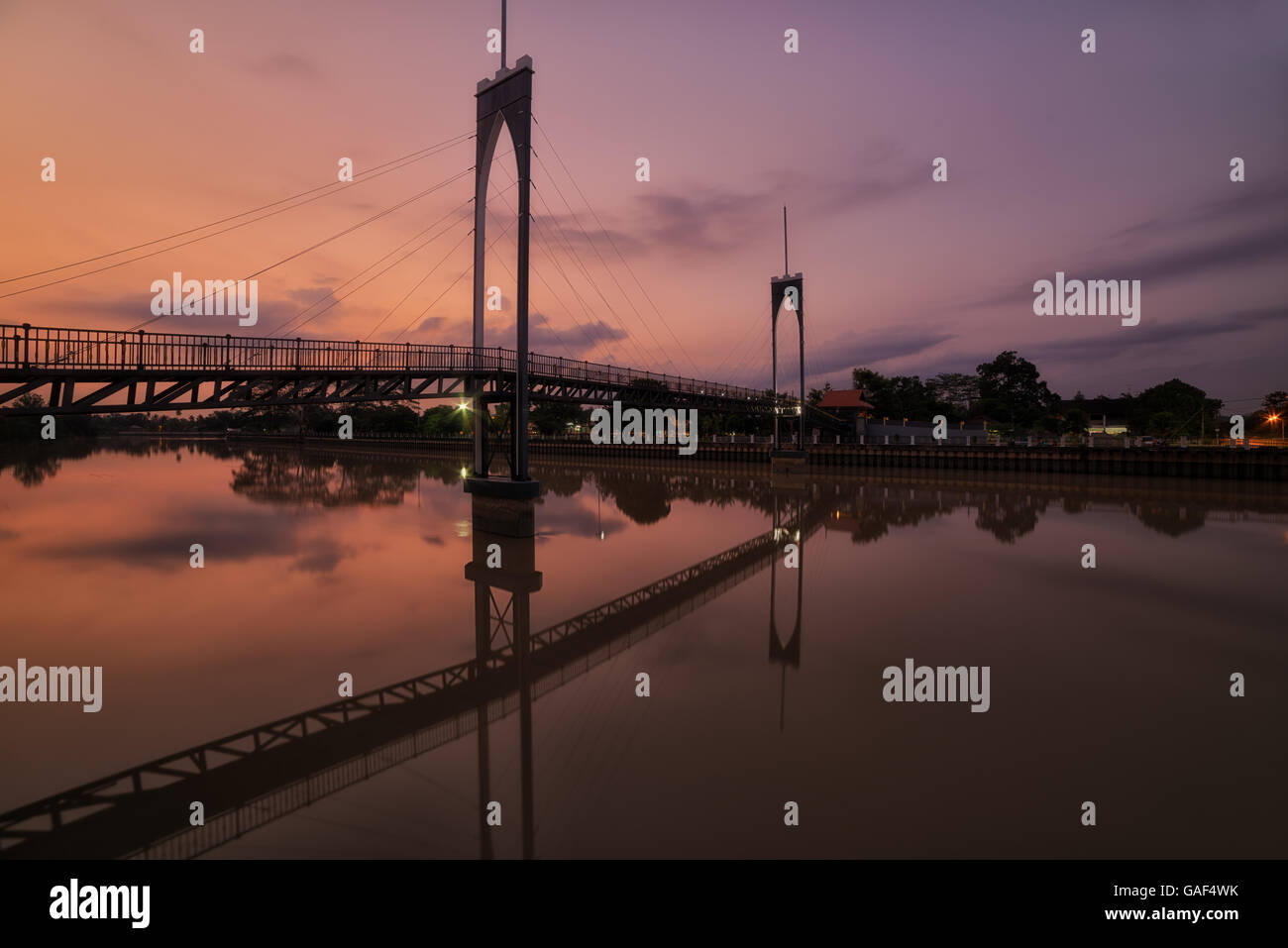 Sunset Bridge, Kota Tinggi, Malaysia Stock Photo
