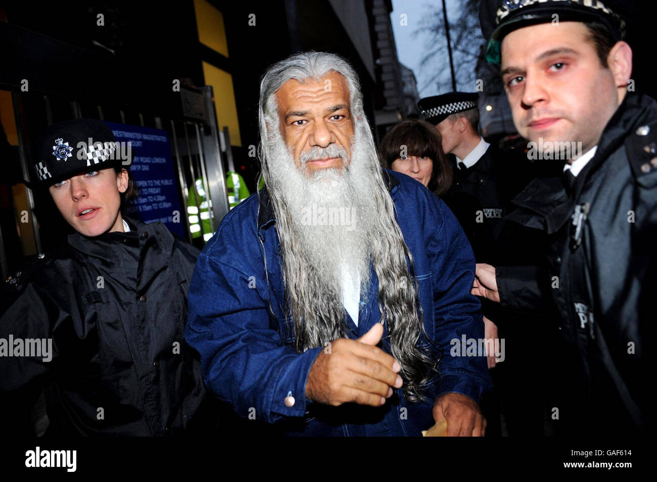 Former Guantanamo detainee Jamil el-Banna leaves City of Westminster Magistrates Court in London today after being given bail. Stock Photo