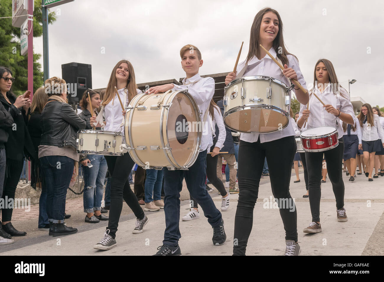 Athens, Greece, 28 October 2015.Kids parade in Greece in the memory of the OXI day against Italians. Stock Photo