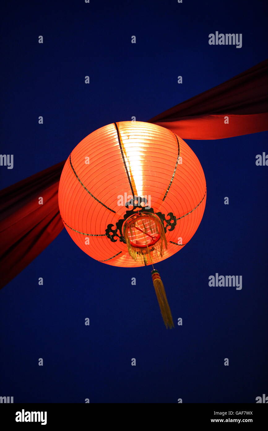 a traditional chinese lamp in china town in the city of Singapore in Southeastasia. Stock Photo