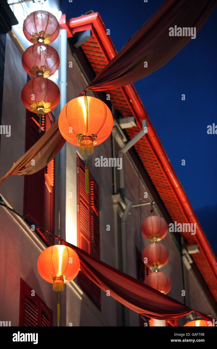 a traditional chinese lamp in china town in the city of Singapore in