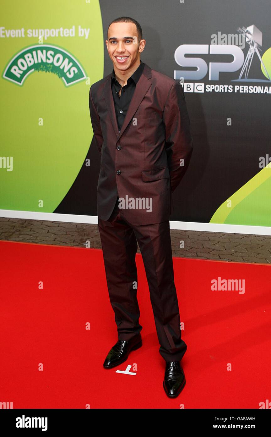 Lewis Hamilton arrives for BBC Sports Personality of the Year 2007 awards, at the NEC in Birmingham. Stock Photo