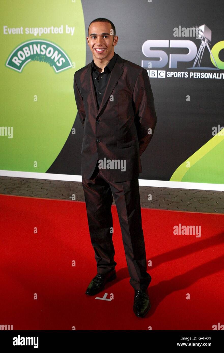 Lewis Hamilton arrives for BBC Sports Personality of the Year 2007 awards, at the NEC in Birmingham. Stock Photo