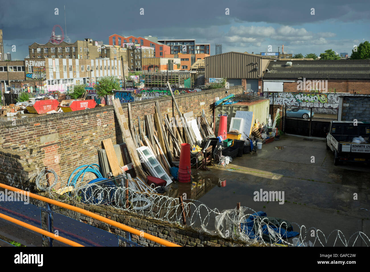 Hackney Wick warehouses converted to art studios near Olympic Park in