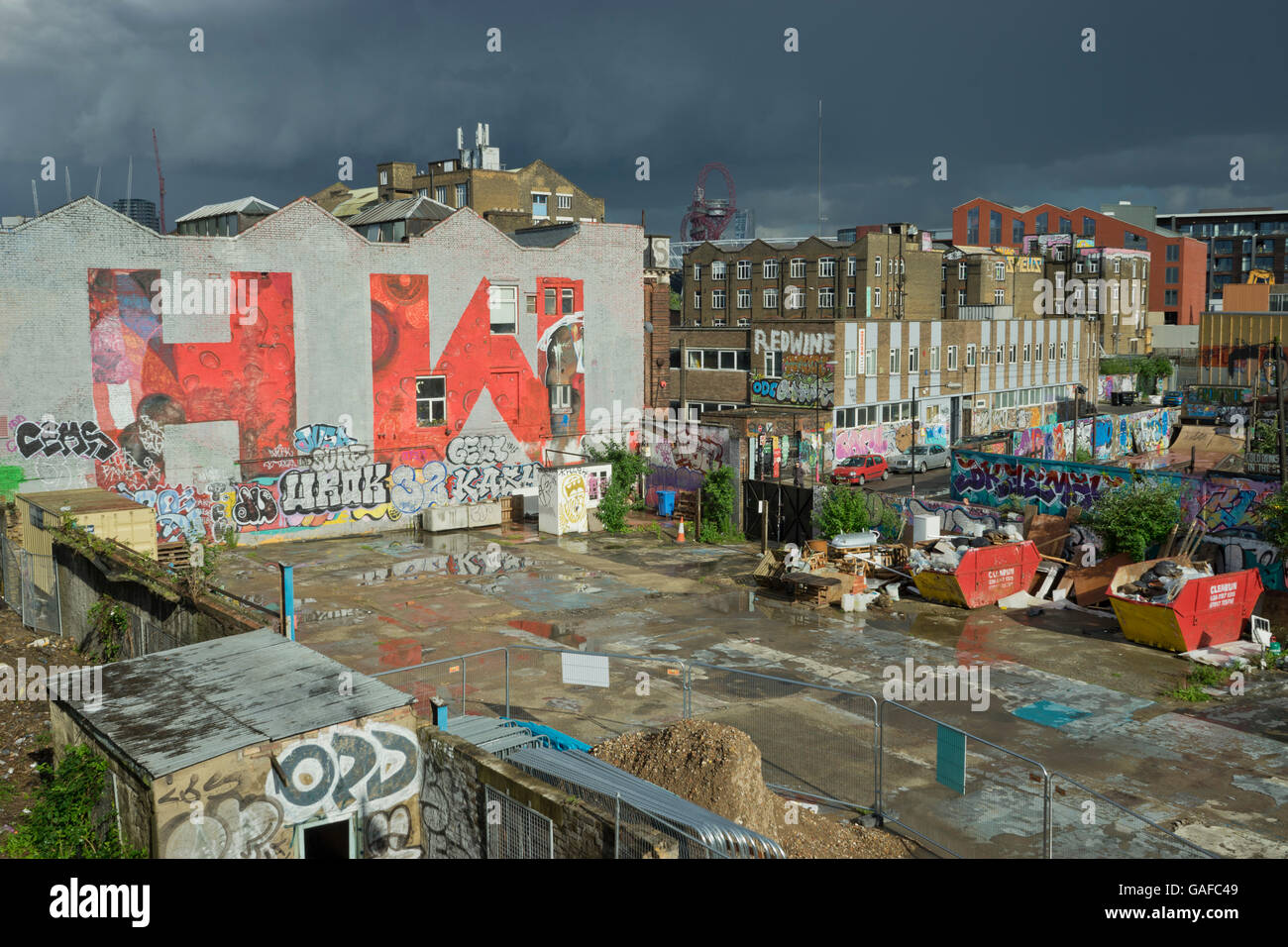 Hackney Wick warehouses converted to art studios near Olympic Park in