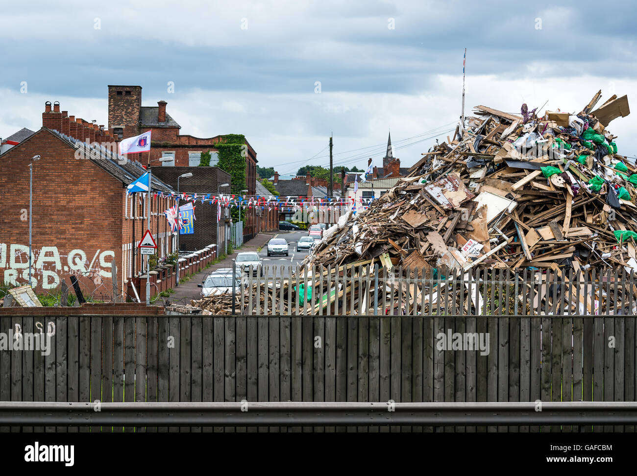 Roden Street bonfire being constructed July 2016 Stock Photo