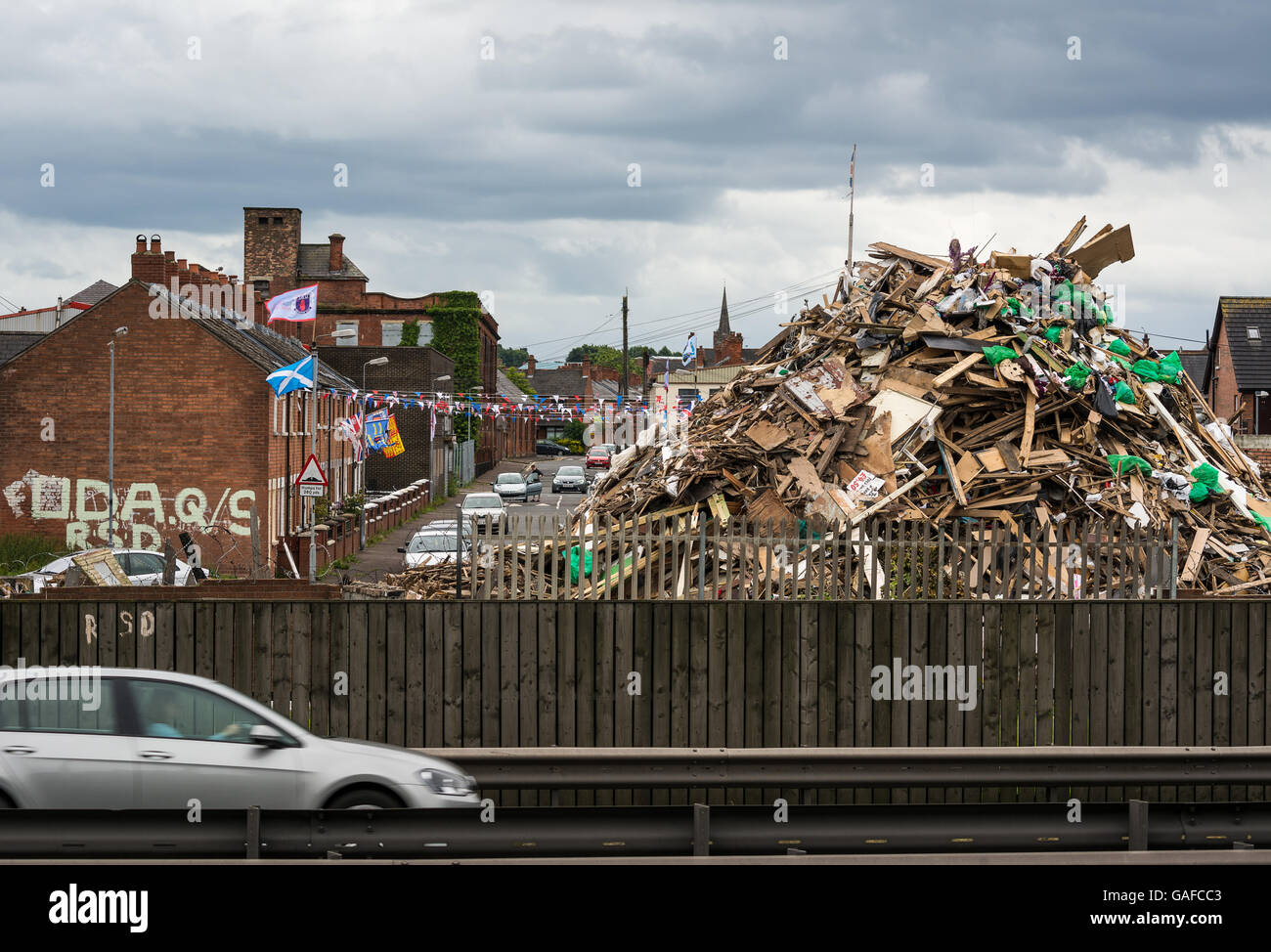 Roden Street bonfire being constructed July 2016 Stock Photo