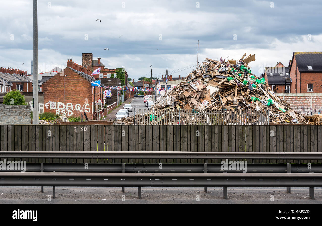 Roden Street bonfire being constructed July 2016 Stock Photo