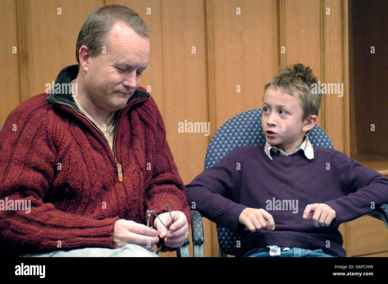 Steven Tomlinson, aged 10, with his father Mike, on the eve of the Woman's Own Children of Courage Awards, which recognises children who have shown outstanding bravery and courage in adult circumstances over the past year. Stock Photo