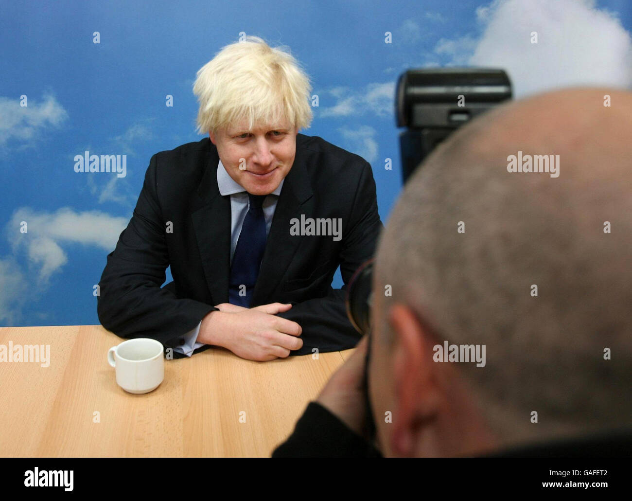 The Conservative Candidate for Mayor of London, Boris Johnson, announces his proposal to reform the existing London Health Commission and ring-fence London's spending on public health at the Ideas Space in central London. Stock Photo