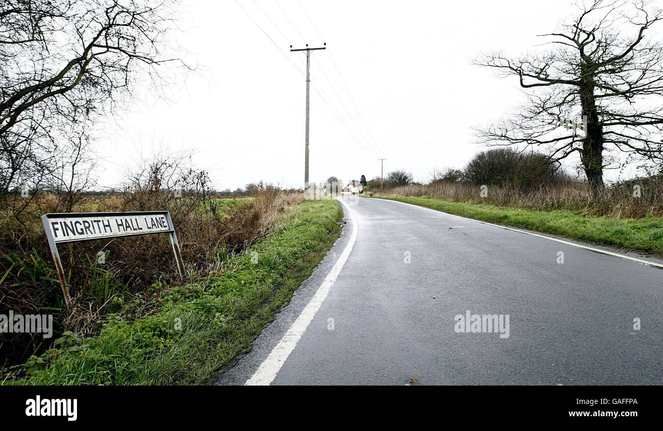 General view of Fingrith Hall Lane in Blackmore, Essex, where a seven-year-old girl died on Boxing Day when she was involved in a collision between a Range Rover and a quadbike. Stock Photo