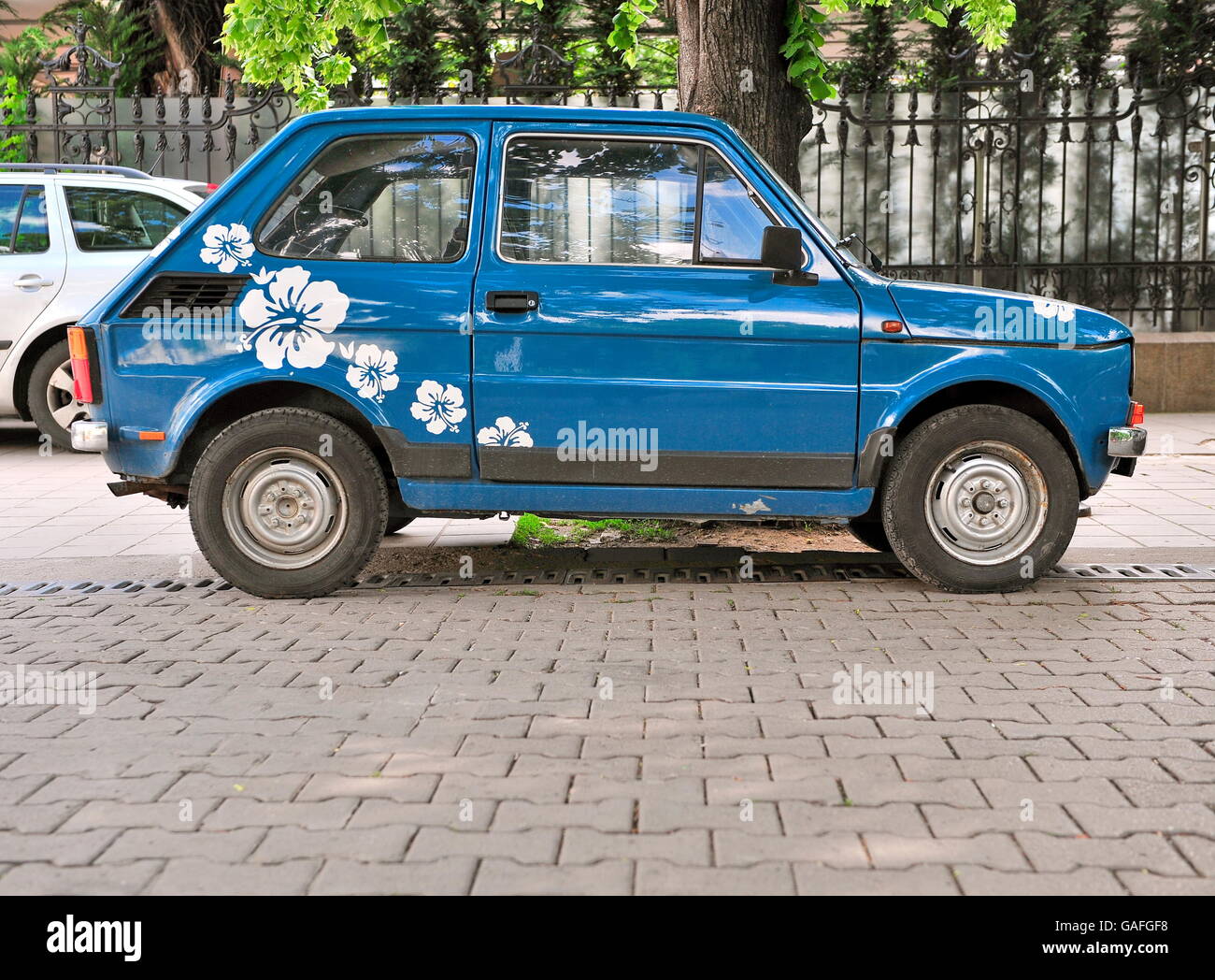 SOFIA, BULGARIA - MAY 5: Old fashioned car in the street of Sofia on May 5, 2016. Stock Photo