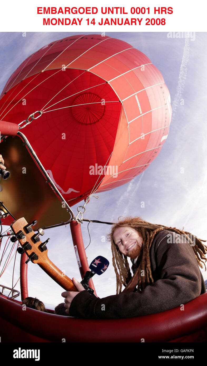 Newton Faulkner performs Virgin Radio gig in a hot air balloon - Switzerland  Stock Photo - Alamy