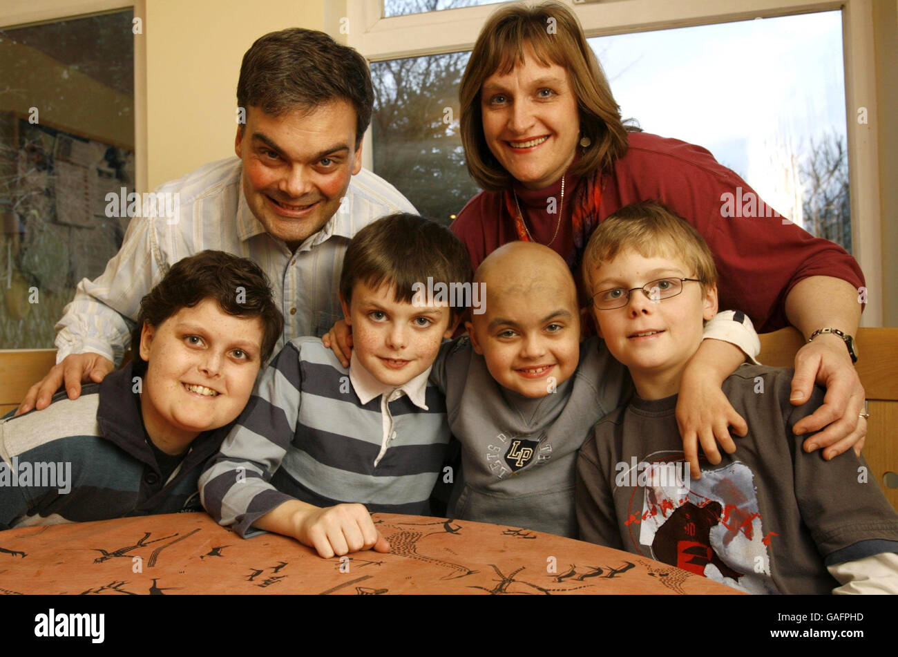 Luke Hartley (third from left) back at home in Romsey with his three