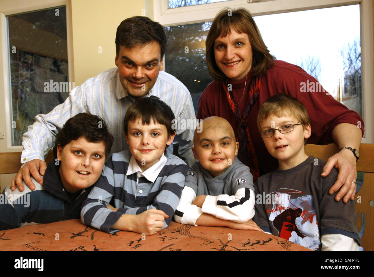 Luke Hartley (third from left) back at home in Romsey with his three