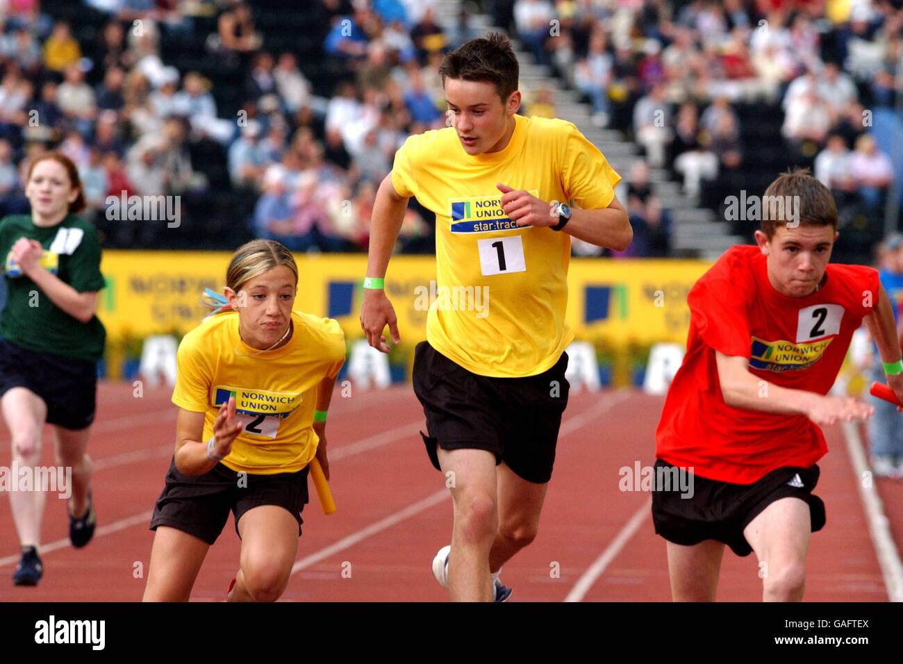 Athletics norwich union british grand prix childrens 3000m relay hires stock photography and
