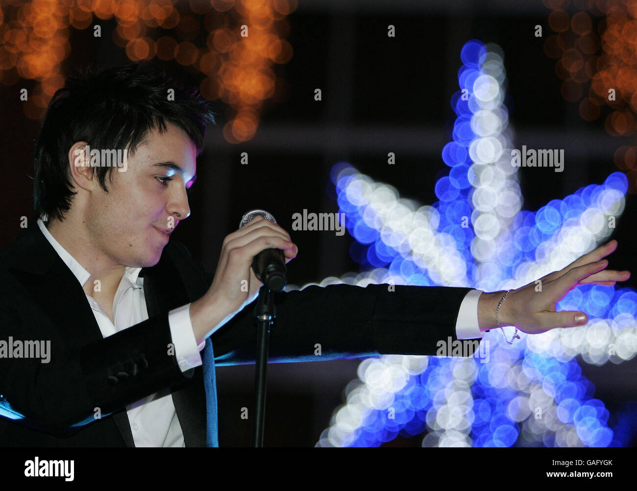 XFactor winner Leon Jackson signing session Livingston Stock Photo