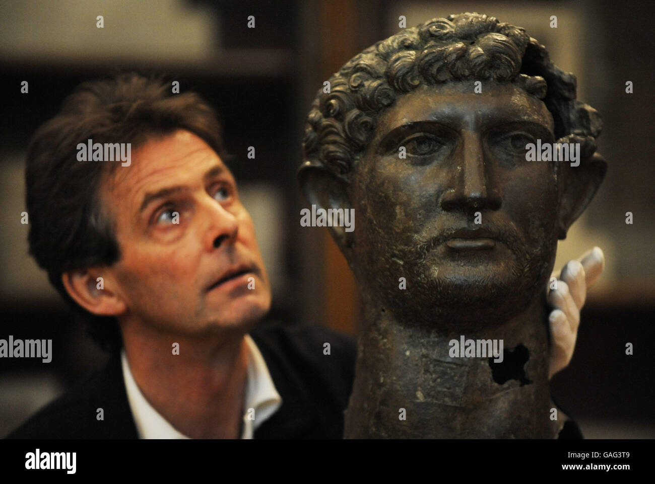Hadrian's head on the move Stock Photo Alamy