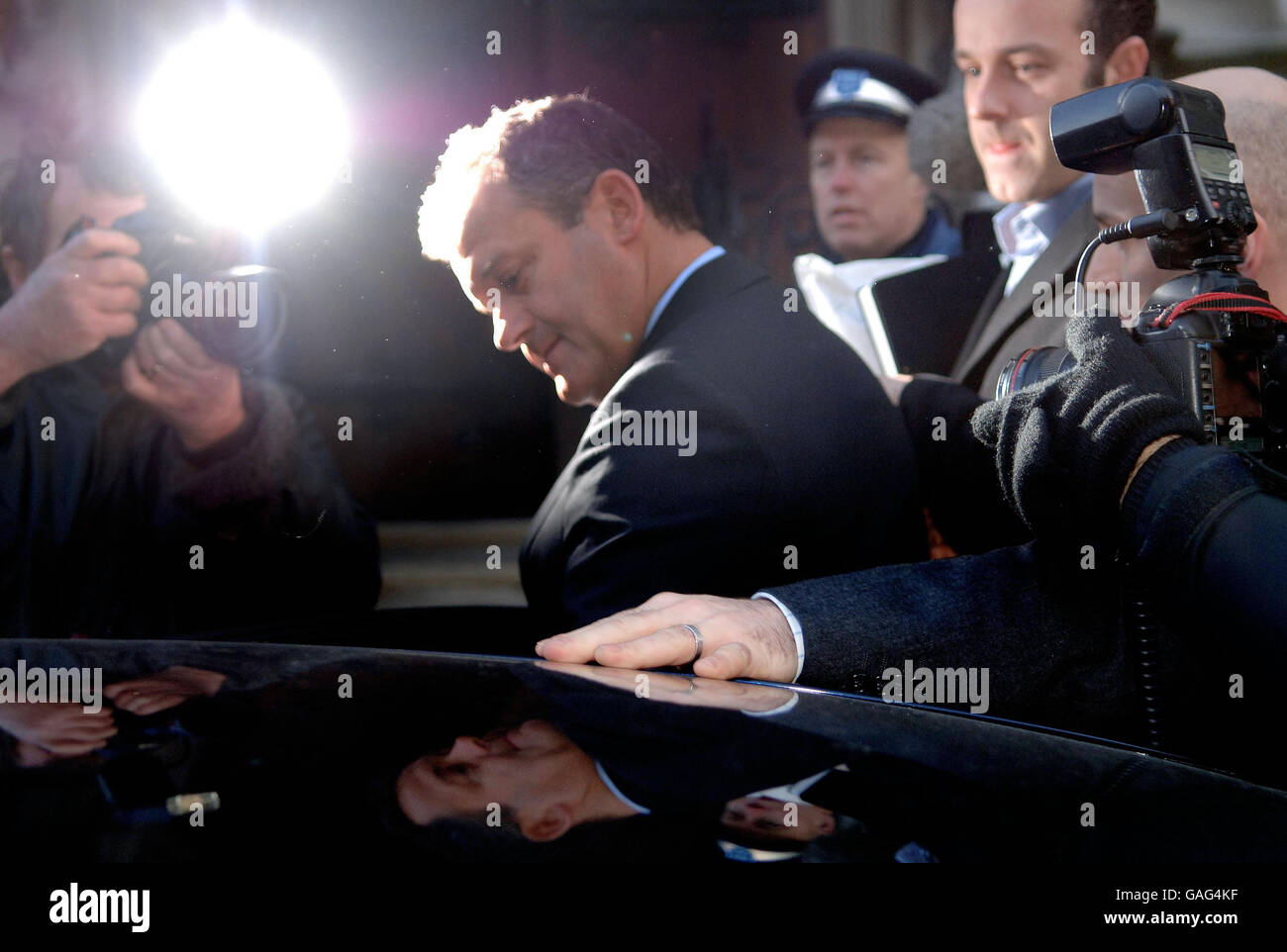 Paul Burrell leaves the High Court in central London as the inquest into the death of the Diana, Princess of Wales continues Stock Photo